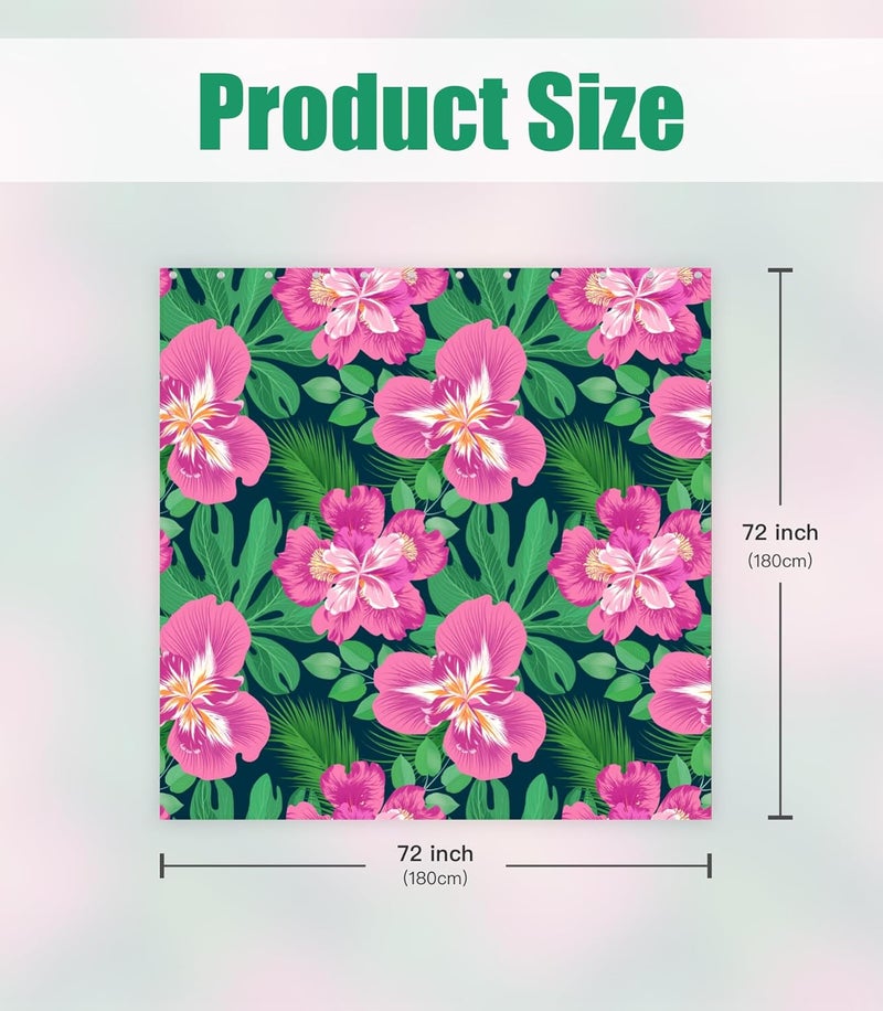 Stanoha Shower Curtain for Bathroom Stall Boho Modern Cute Aesthetic Decorative Girly Waterproof Unique Pink Flowers Girls Chic Plants Design Teen Pretty Women Cortinas de Baño Bathtub 72 x72 Inch - Image 2